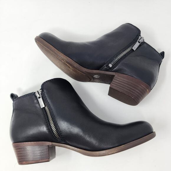 Lucky Brand Bootie Women *Left size 8 , Right size 7* Basel Black Leather Zip - Picture 6 of 12